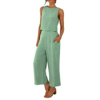 LisingTool široke pantalone za noge za žene Odijele modne udobne prsluk i duge hlače Solid Color Top