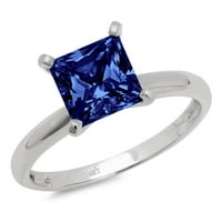 CT briljantna princeza Clear Simulirani dijamant 14k bijeli zlatni pasijans prsten sz 7.25