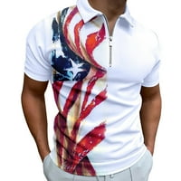 Muške majice Američka zastava Patriotic 4. srpnja Mišić skretanje navratnik Slim Fit kratki rukav golf patentni patentni patentni majica majice za muškarce