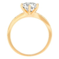 1. CT okrugli rez Clear Simulirani dijamant 14k žuti zlatni godišnjički angažman prsten veličine 8.25