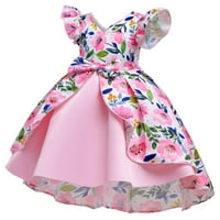 Dječji djevojke leteći rupni rukav haljina za rođendan dječji cvjetni otisci Bowknot haljine za princeze