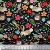 Soimoi Japan Crepe Satin tkanina cvjetna, zec i porcupinski crtani otisak šivaći šipka tkanina