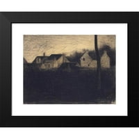 Georges Seurat Black Moderni uokvireni muzej Art Print pod nazivom - Pejzaž sa kućama