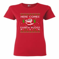 Dame se ovdje dolaze Santa Floss Dance Christmas Funny DT majica Tee