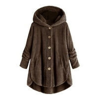 Dugme za žene plus veličine plišane vrhove kapuljača kaputa sa kapuljačom zimska kardigan jakna
