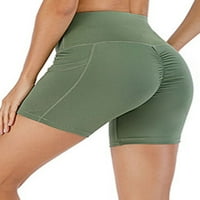 Podizanje guza joge kratke hlače za žene Tummy Control Yoga gamaše Teksturirani ruširani trke joge kratke