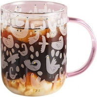 Plesleemangoo bistra staklena šolja sa ručkom, oz na ledu čaj za čaj za kavu, crtani dove uzorak