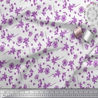 Soimoi Purple Japan Crepe Satin Tkanina djetelina i daiss cvjetni tiskani tkaninski dvorište širom