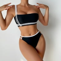 Laskavi kupaći kostimi za žene odjeću za plažu Plus veličina MI i meča odvaja Halter Beach Black L