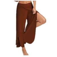 Yoga vježbanje za slobodno vrijeme ženske visoke splitske hlače Stretch solidne hlače u boji ispisuju