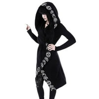 Wendunide Cardigan za žene Ženski Punk Moon Print s kapuljačom Crni kardigan jakna kaputa plus veličina