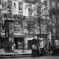 1900s- Street scena prikazuje kiosk i prednji dio kina Theatre Pariz Francuska Print Vintage