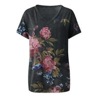 Ženska modna štampa Ležerne prilike V-izrez Pocket Ruffled labave bluze Majice