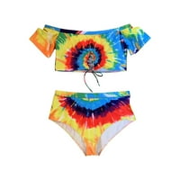 Kupaći kostimu za žene High Squik kupaći kostim Tankini Tie-Dye Split kupaći kostim kratkim rukavima