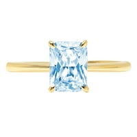 1.0ct zračenje prirodne prirodne švicarske plave topaz 14k žuti zlatni godišnjički zaručnički prsten