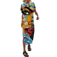 Ljetni modni modni modni seksi Split ljetni kratki rukav Maxi haljina za haljinu plaža Haljina za žene