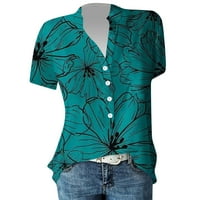 Žene plus veličine vrhovi cvjetno učvrsne bluze s kratkim rukavima Ljetne ženske majice 3xl