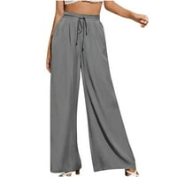 ECHFIPROM Great poklon modni ženski ljetni casual labavi džep čvrste pantalone široke pantalone za noge