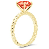 2. CT sjajan okrugli rez simulirani crveni dijamant 14k žuto zlato pasijans prsten sz 8