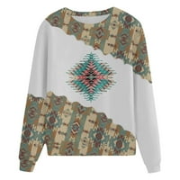 HFYIHGF BLCOK HOODIE za žene zapadno geometrijske grafičke pulover dukseri dugih rukava kružnica Vintage