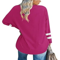 Neilla Ženska majica Boja blok Torp majica Crew Neck Tee Ladies Casual Tunic Bluza Dugi rukav pulover