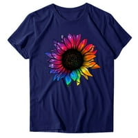 Obične majice za žene Ležerne prilike za cvijeće Top košulje Kratki rukav O-izrez Modna gornja labava