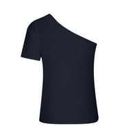 Dyegold Ljetni vrhovi za žene Trendi, ženske bluze i vrhovi Dressy Slim Fit Solid Boja majica Jedno
