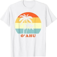Oahu, Havaji Vintage Palm Tree Sunset Majica za odmor