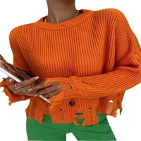 Amiliee ženski trendi rašireni džemperi dugih rukava pune boje labavi pleteni klip