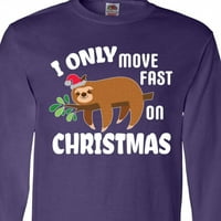 Inktastičan smiješan božićni sloth se krećem samo na majicu s dugim rukavima s dugim rukavima