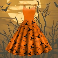 Ženska modna Halloween tiskani seksi kaiševi gotički koktel haljina, vintage haljina