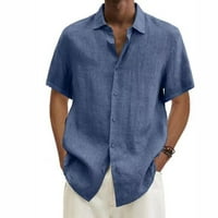 CLLIOS pamučne posteljine za muškarce modni casunski gumb dolje majica sa čvrstim kratkim rukavima plaža