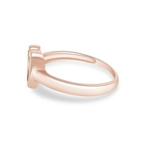Otvoreni srčani prsten 14K ružičasto pozlaćeno srebro srebro za žene zvona veličine 9.5