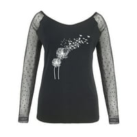 HHEI_K modna ženska košulja s dugim rukavima Casual Tops Elegantna čipka dukserice pulover vrhove majice