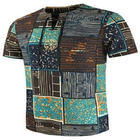 Niveer Men Casual Henley V izrez T-majice Labava čipkasto-up ljetna havajska majica Print Hippie Dry