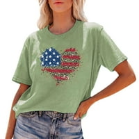 B91XZ T majice za žene Grafički trendy Dan nezavisnosti Love Flag Print Short rukava Majica Žena GN3,3XL