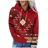 MLQIDK Womens Aztec dukseva Aztec geometrijski džemper sa škarama za ispis, ležerni dugi rukav zapadni