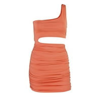 Sunkes za žensku čvrstoću bez rukava mini jednoj ramena haljina narančasta L
