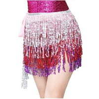Qolati ženski sjajni sekki mini suknja Trendy Tassel Wrap Dance kratka suknja HIP Scarf Party Prom suknje