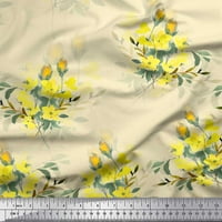 Soimoi Pamuk poplin tkanina odlazi i žuti cvjetni akvaretni dekor dekor od tiskanog dvorišta široko