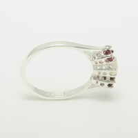 Sterling srebrni kultivirani biser i ružičasti turmalin ženski zaručni prsten - veličina 6