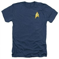 Treevco CBS2558-Ha-Star Trek Discovery & Command značka - odrasla majica Heather, Mornary - 3x