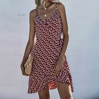 Ljetne haljine za žene ženske modne cvjetne printom bez rukava bez rukava, haljina dužine koljena snimljena