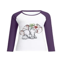 WRCNOTE DAMIES MON PRINTED životinjski print pulover Looungeward Crew Crt Majica majica s dugim rukavima