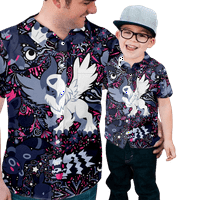Muške i dječačke ljetne havajske majice Crtani cout colorful regularni fit casual gumb za print kratkih