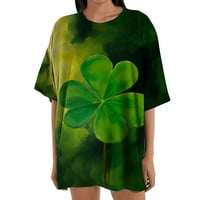 Olyvenn je snimio midi majice za žene St. Patrickov dan kratkih rukava kratkih rukava izrez Lucky djetelina