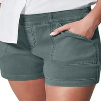 Bikopu Žene Ljeto Visoko struk Jean Shorts Solid Color Stretch Ravne traper kratke hlače sa džepovima