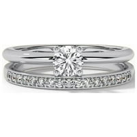 0. Arat Round Cut Moissite zaručnički prsten u 18K bijelog pozlaćenog zbrinjača za mladenke nakit poklon,