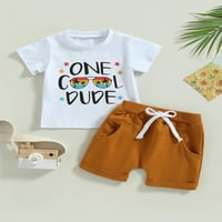 Dojenčad za ljetnu odjeću Outfits Pismo Ispis posada vrata kratkih rukava kratkih rukava i hlače