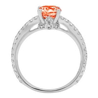 1. CT sjajan okrugli rez čist simulirani dijamant 18k bijeli zlatni pasijans sa Accenting prstenom SZ